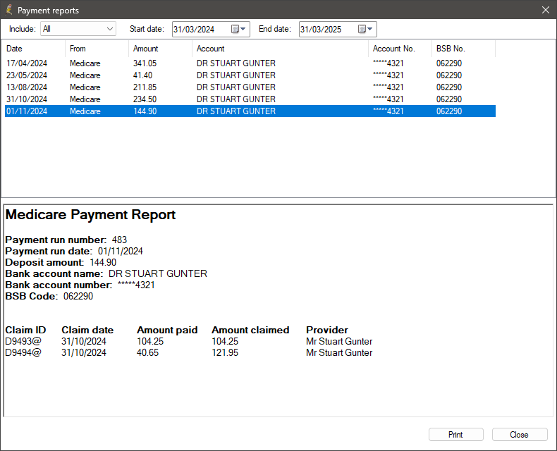 Payment Reports