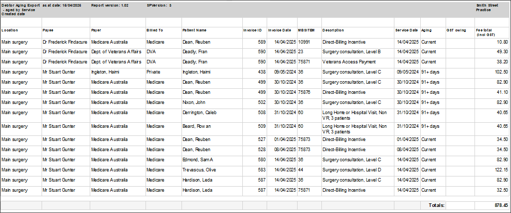Debtor Export Report