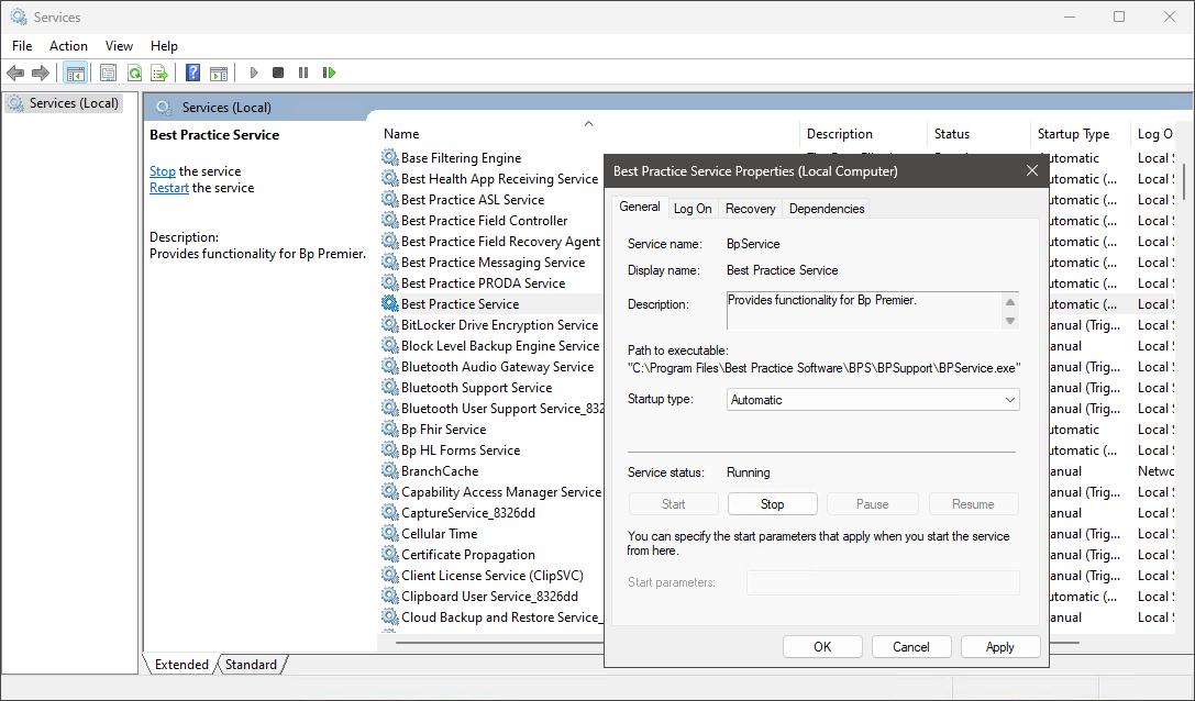 Set Bp Service to start automatically
