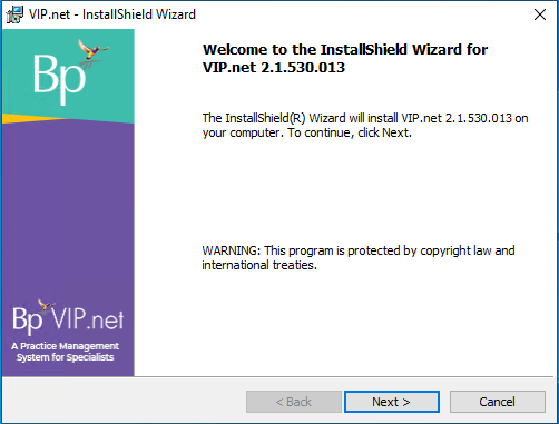 Install VIP.net InstallShield Wizard Install VIP.net InstallShield Wizard