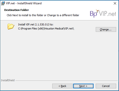 Bp VIP.net Installation Desitination Folder Bp VIP.net Installation Desitination Folder