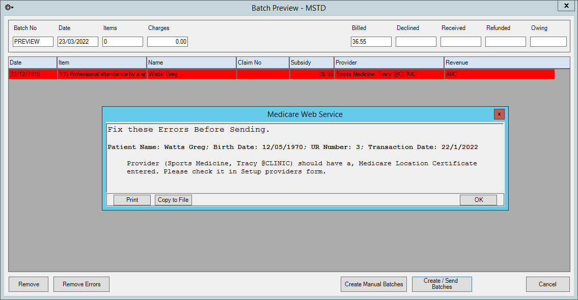 Create and submit a bulk billing batch